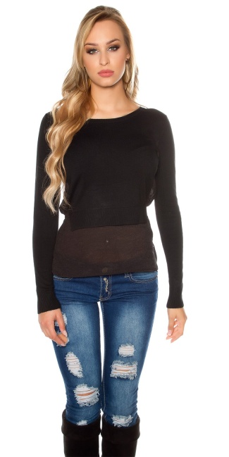 2 in 1 sweater-trui zwart
